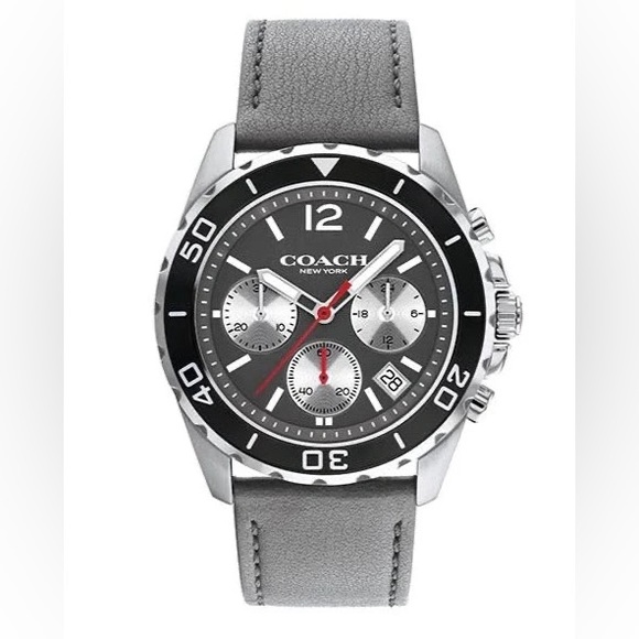 🖤🖤 Coach Kent Grey Dial Grey Leather Strap Watch For Men - 14602561 - Picture 2 of 16